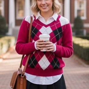 Izod Golf S Vintage 90s Academia Ivy League Clueless Diamond Arglye Knit Sweater